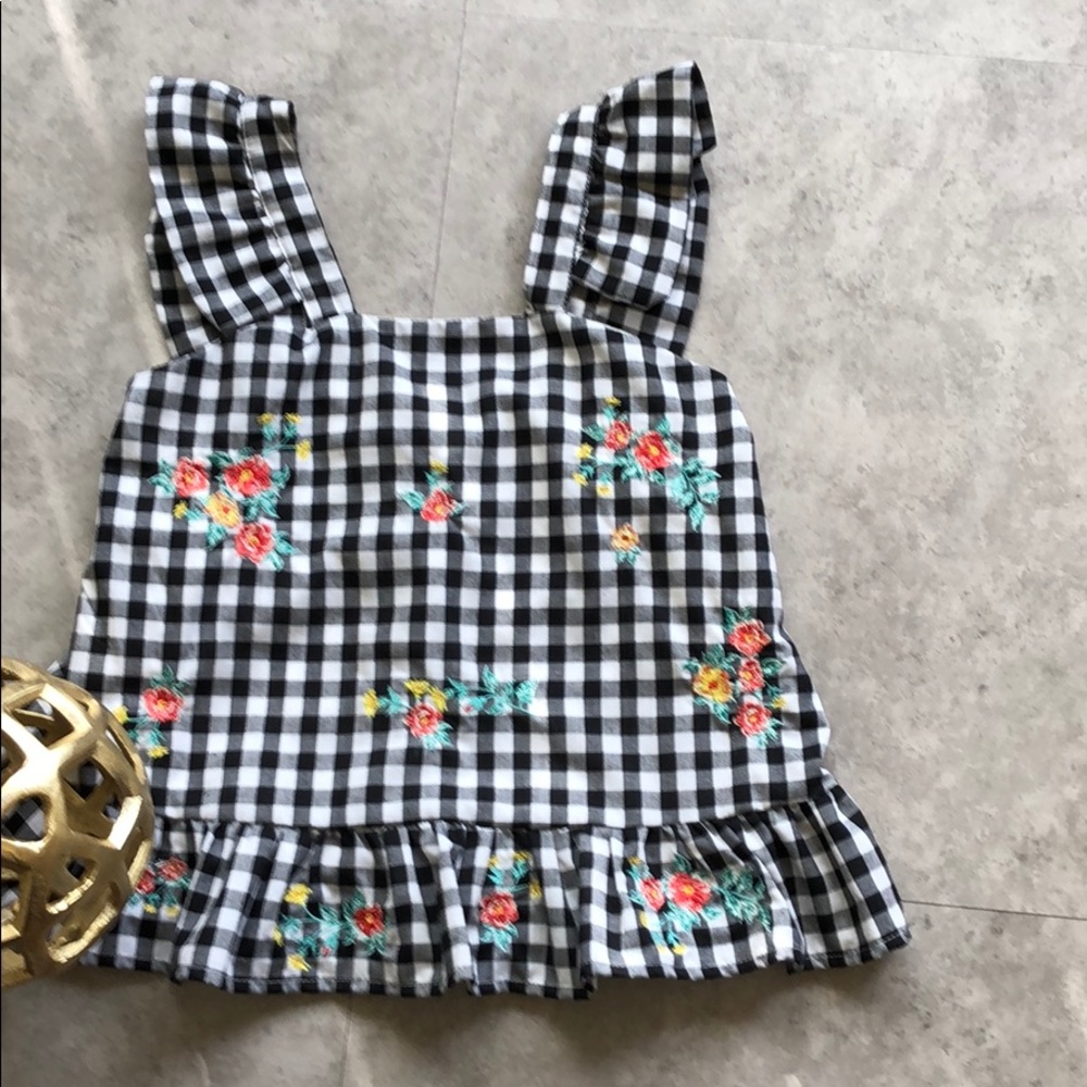 NEVER USED Dillard’s kids plaid flower tank top